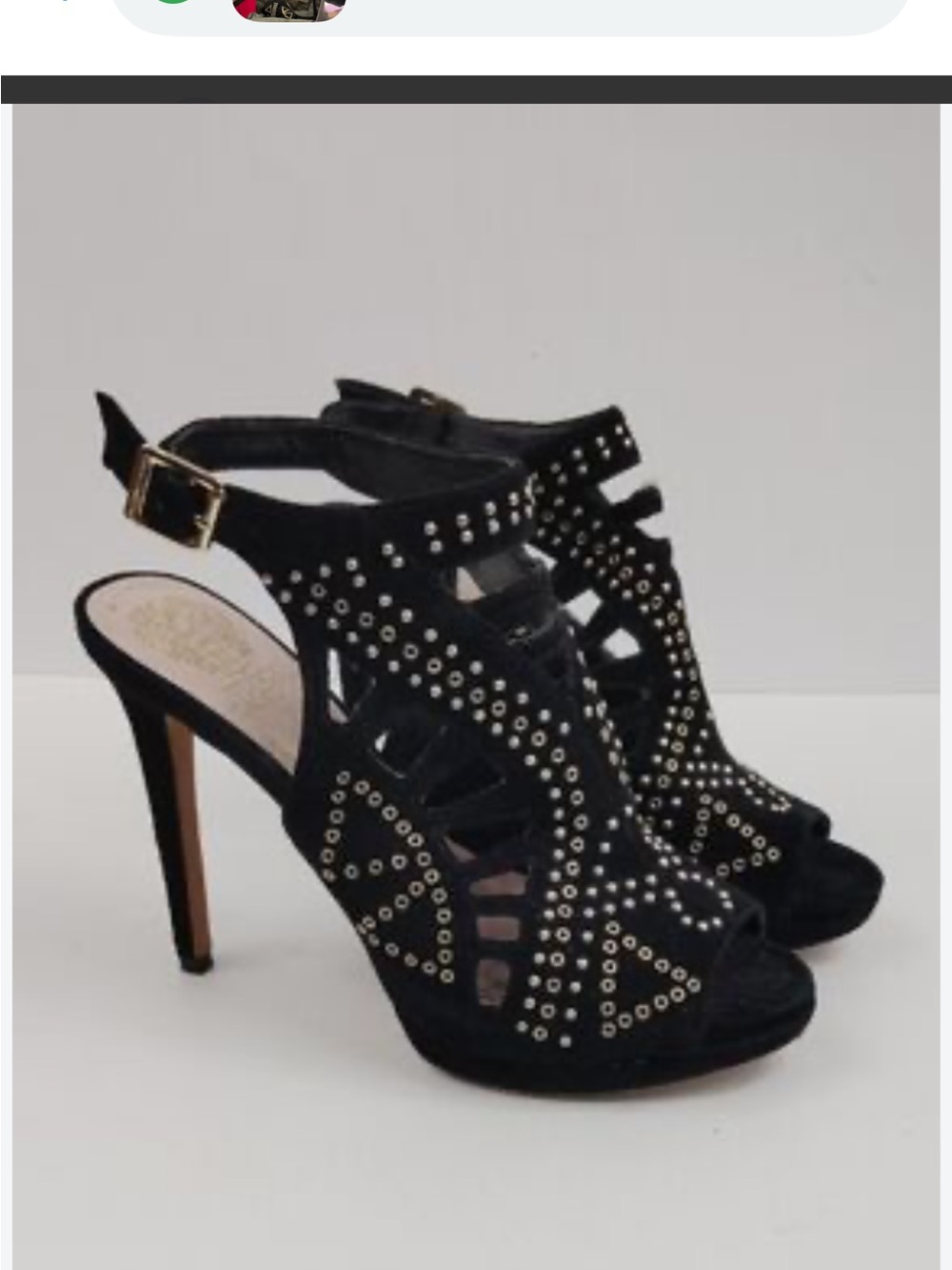 NWT! Vince Camuto VC-Cassi Black Suede Studded Slingback Heels. Size 7.5M